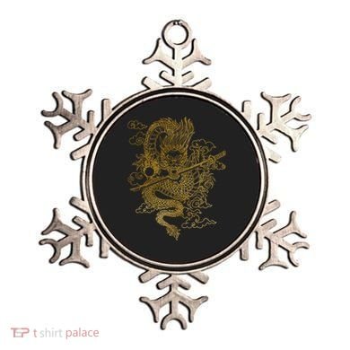 Gold Chinese Dragon With Black Background Ornament