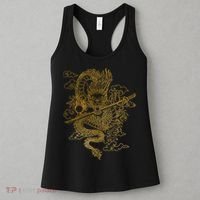 Gold Chinese Dragon With Black Background Women's Tank Top thumb 3