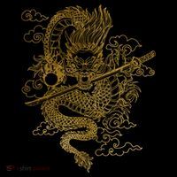 Gold Chinese Dragon With Black Background Women's Tank Top thumb 5