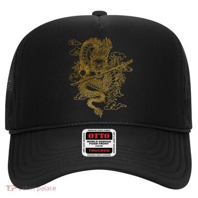 Gold Chinese Dragon With Black Background Hat