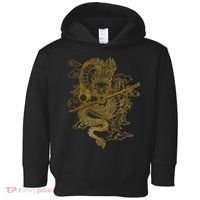 Gold Chinese Dragon With Black Background Toddler Hoodie thumb 0