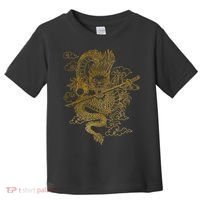 Gold Chinese Dragon With Black Background Toddler T-Shirt thumb 0