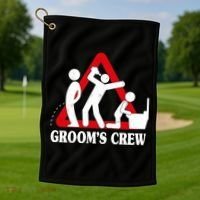 Grooms Crew Drunk Bachelor Party Golf Towel thumb 1