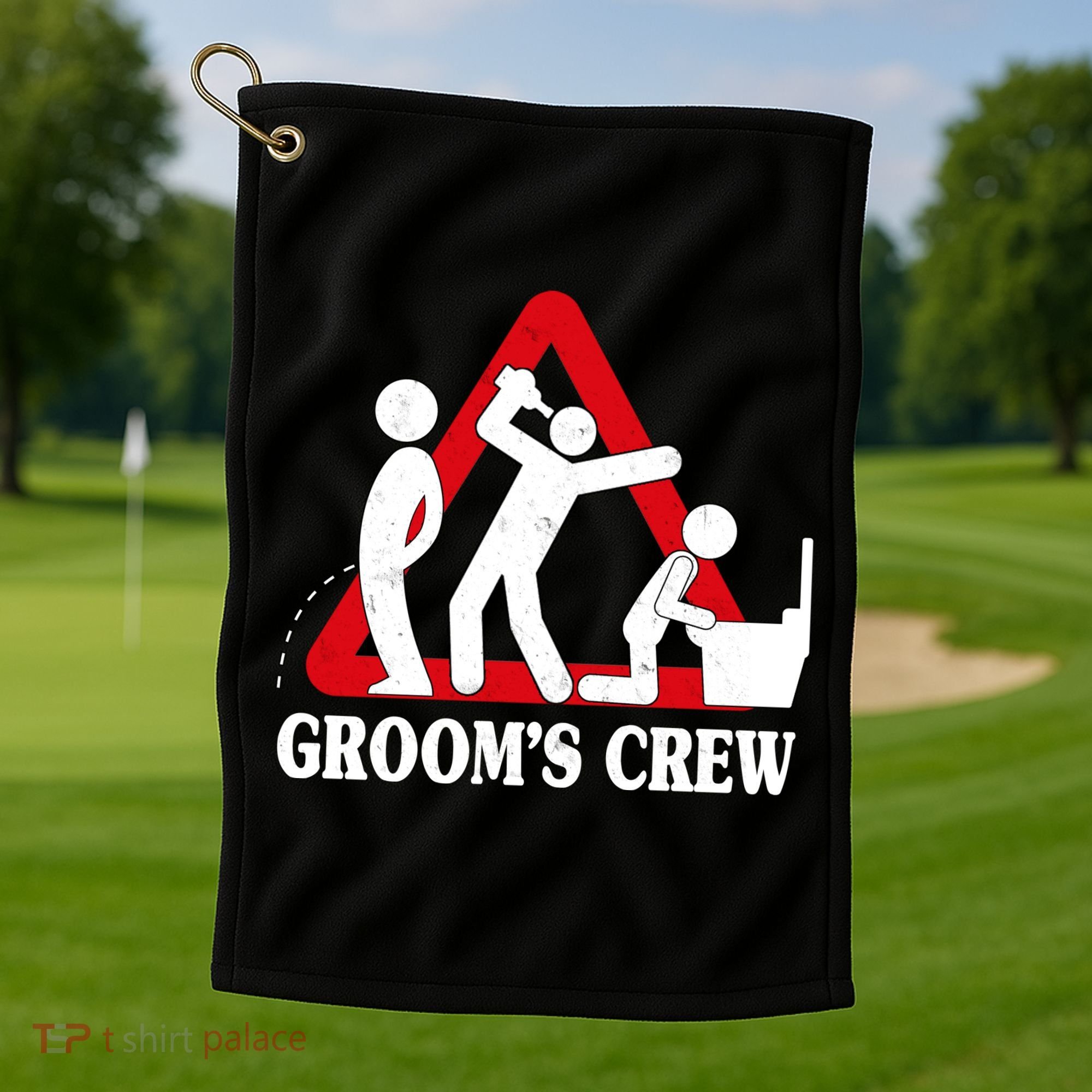 Grooms Crew Drunk Bachelor Party Golf Towel