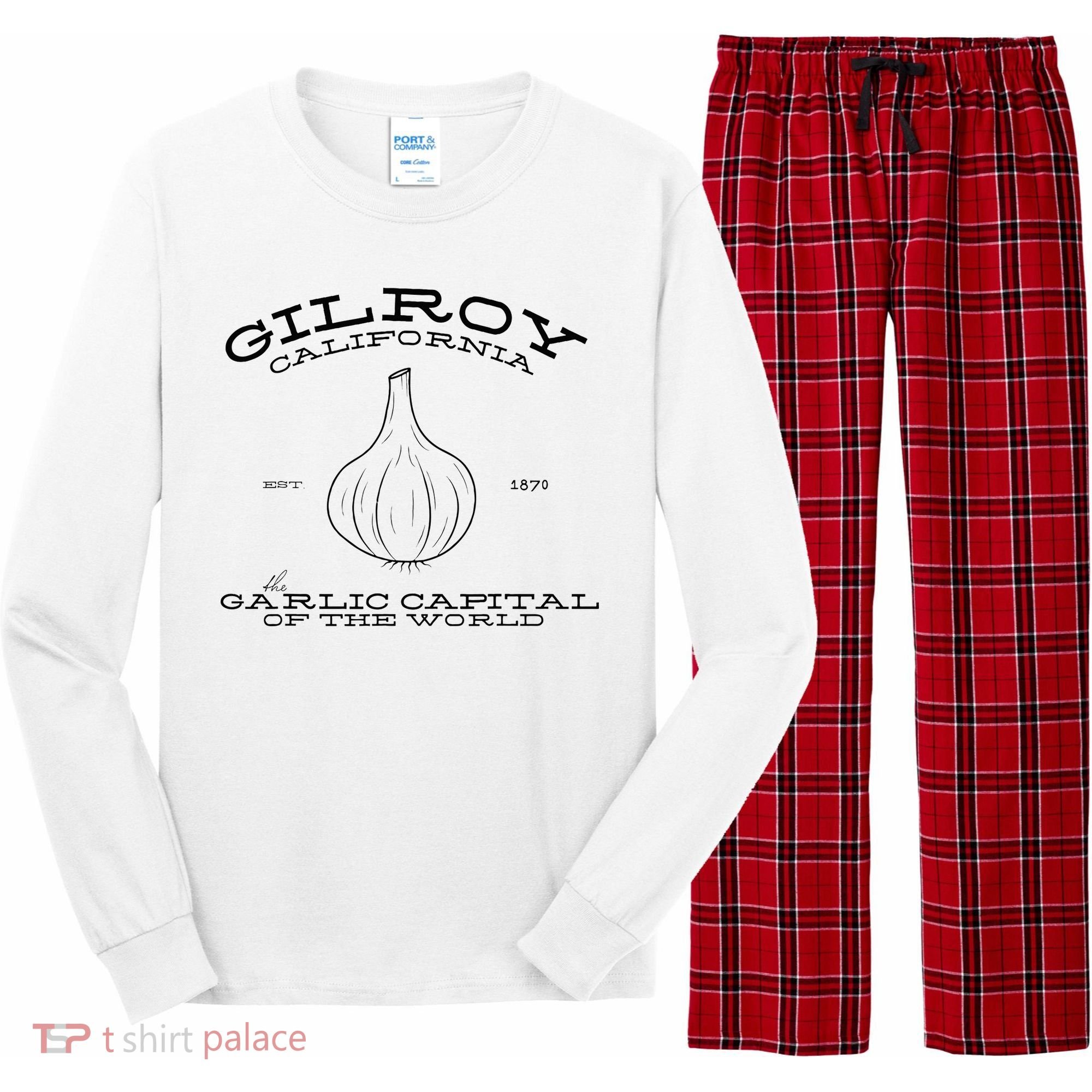 Gilroy California Est 1870 Garlic Lovers Long Sleeve Pajama Set