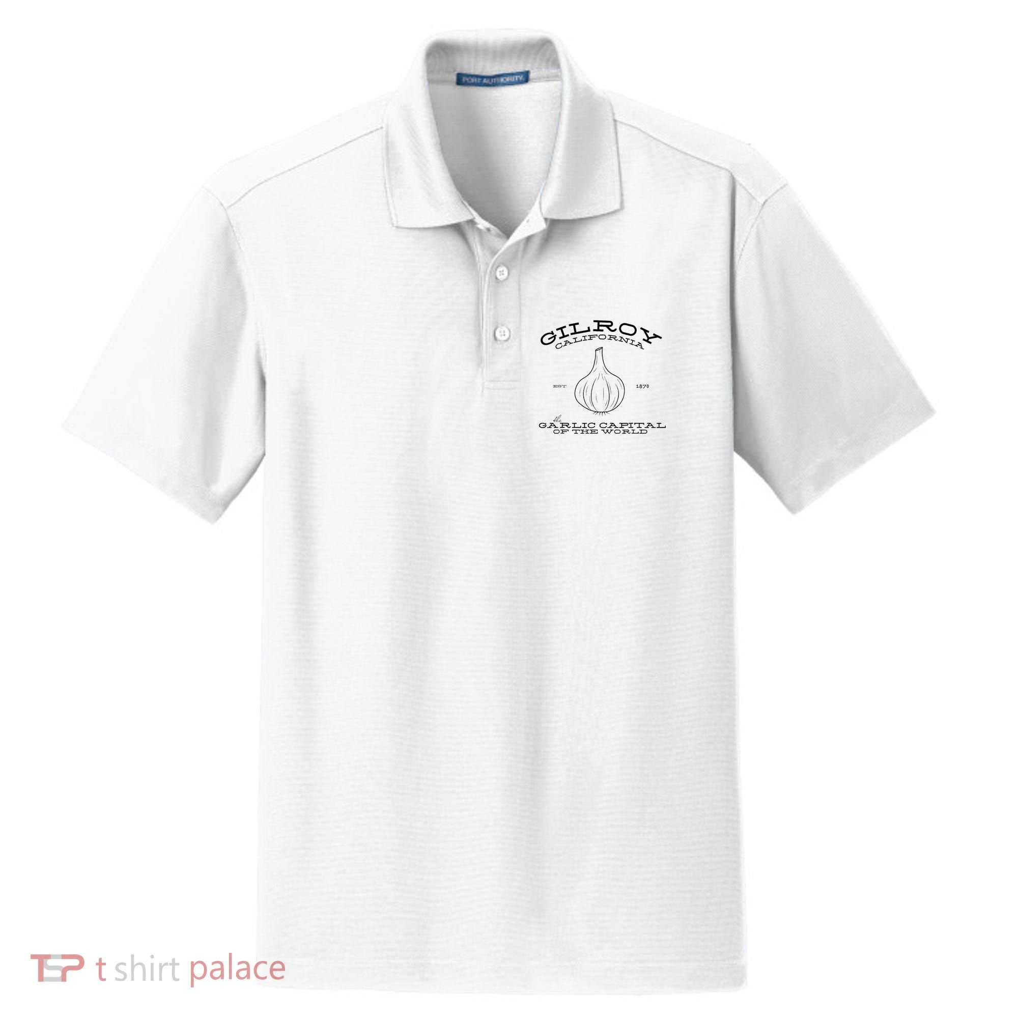 Gilroy California Est 1870 Garlic Lovers Dry Zone Grid Polo