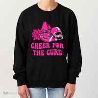 Groovy Cheer For The Cure Football Breast Cancer Support Gift Women's Sweatshirt thumb 0