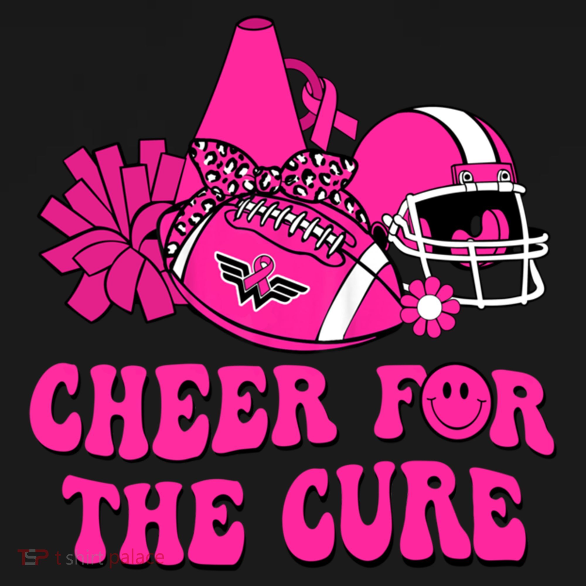Groovy Cheer For The Cure Football Breast Cancer Support Gift USA-Made Doggie Bandana