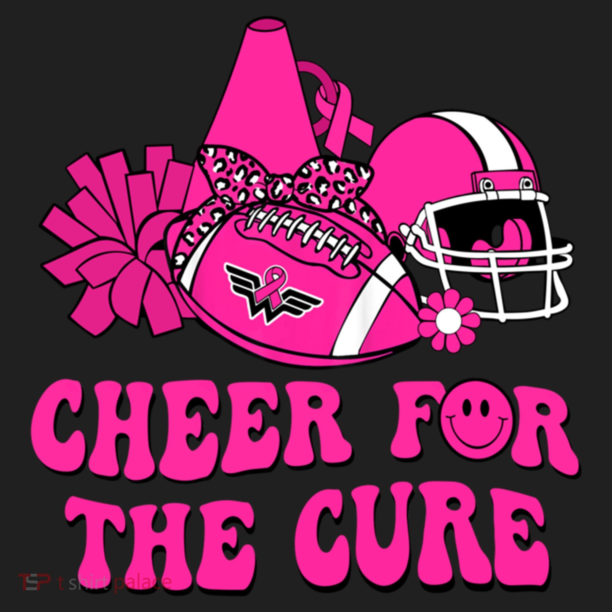 Groovy Cheer For The Cure Football Breast Cancer Support Gift Beanie