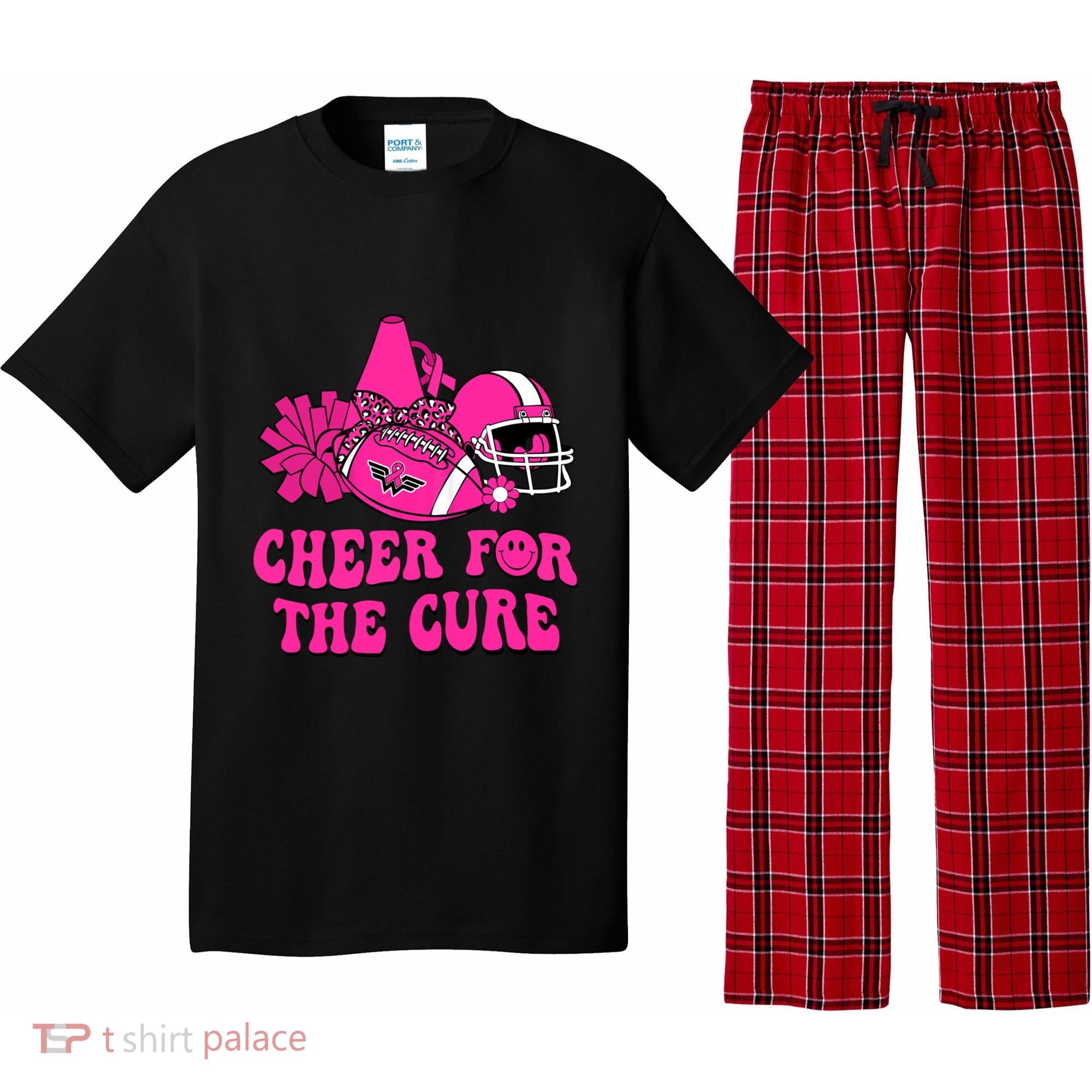 Groovy Cheer For The Cure Football Breast Cancer Support Gift Pajama Set