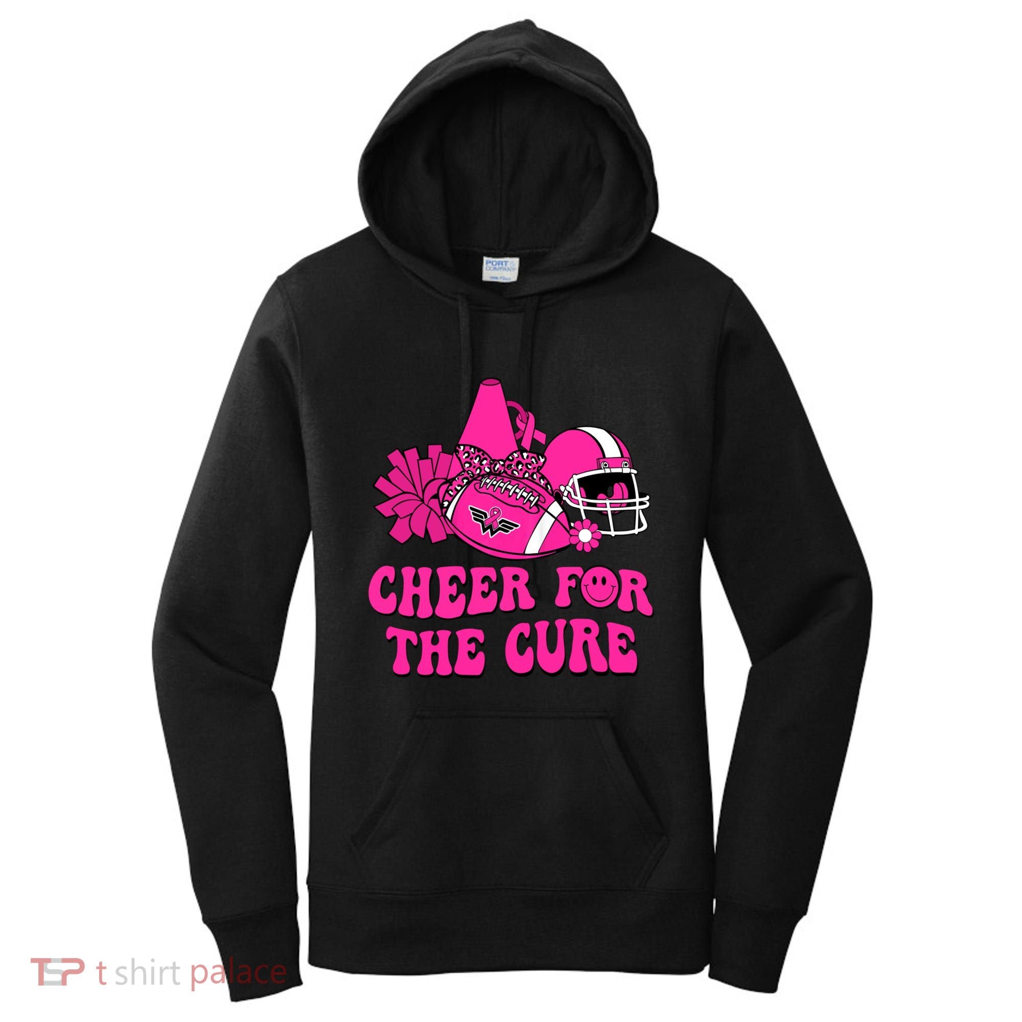 Groovy Cheer For The Cure Football Breast Cancer Support Gift Women's Hoodie