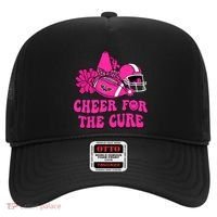 Groovy Cheer For The Cure Football Breast Cancer Support Gift Hat thumb 0