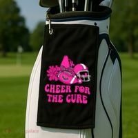 Groovy Cheer For The Cure Football Breast Cancer Support Gift Golf Towel thumb 2