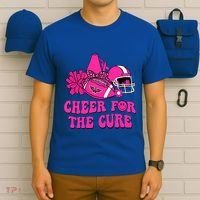 Groovy Cheer For The Cure Football Breast Cancer Support Gift T-Shirt thumb 6