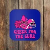 Groovy Cheer For The Cure Football Breast Cancer Support Gift Coaster thumb 0