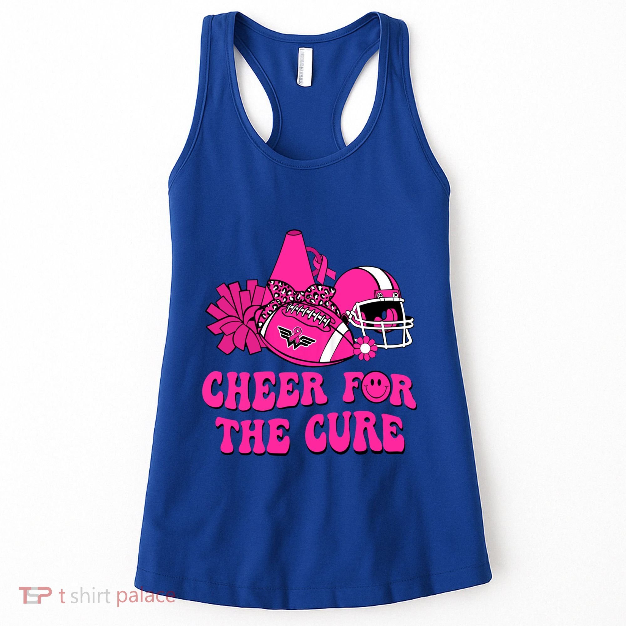 Groovy Cheer For The Cure Football Breast Cancer Support Gift Women's Tank Top