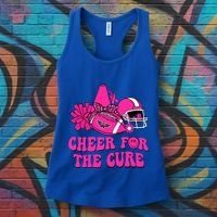 Groovy Cheer For The Cure Football Breast Cancer Support Gift Women's Tank Top thumb 3