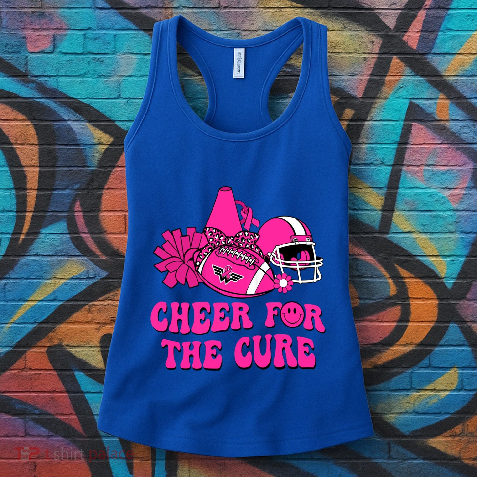 Groovy Cheer For The Cure Football Breast Cancer Support Gift Women's Tank Top