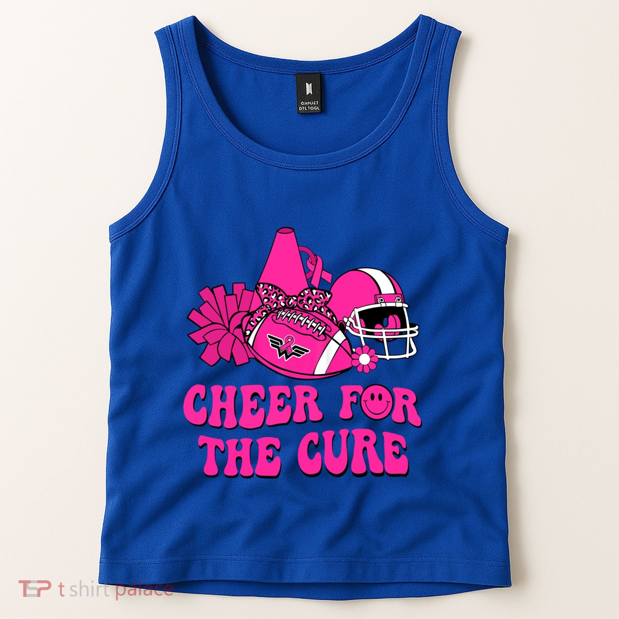 Groovy Cheer For The Cure Football Breast Cancer Support Gift Tank Top