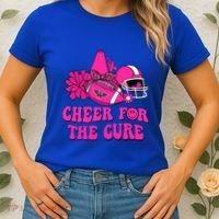 Groovy Cheer For The Cure Football Breast Cancer Support Gift Women's T-Shirt thumb 2