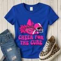 Groovy Cheer For The Cure Football Breast Cancer Support Gift Women's T-Shirt thumb 3