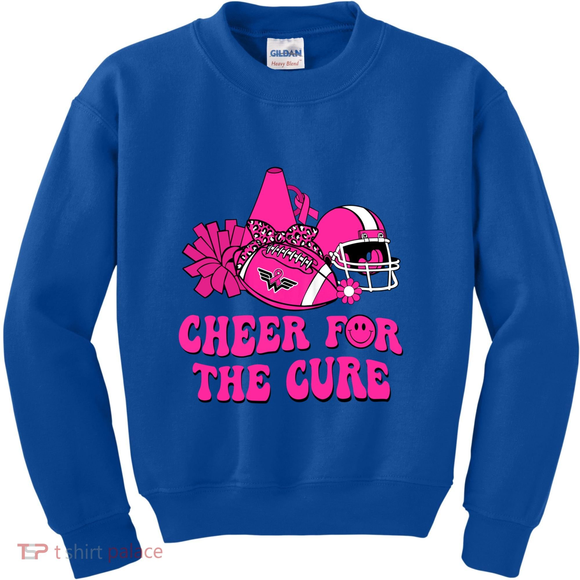 Groovy Cheer For The Cure Football Breast Cancer Support Gift Kids Sweatshirt