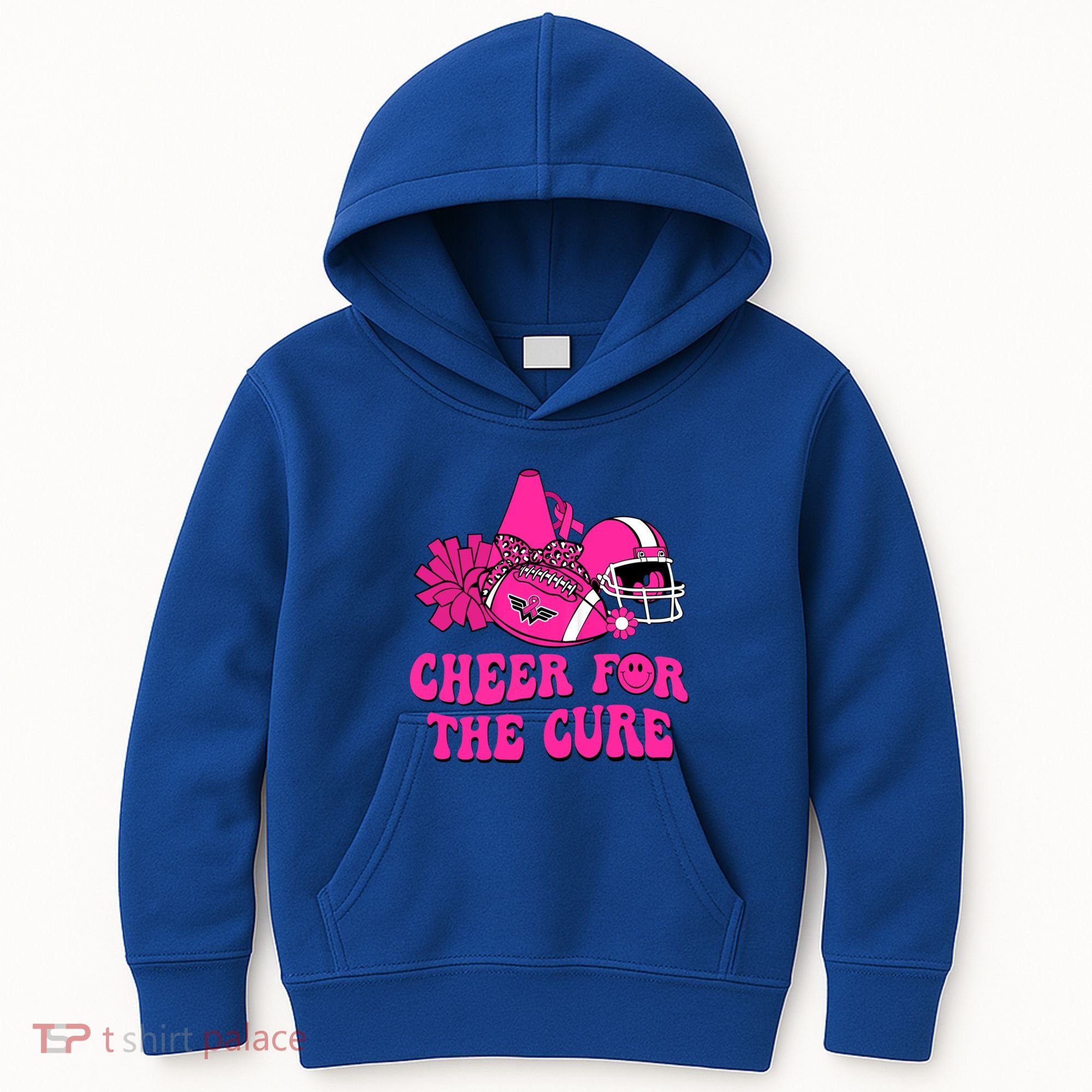 Groovy Cheer For The Cure Football Breast Cancer Support Gift Kids Hoodie