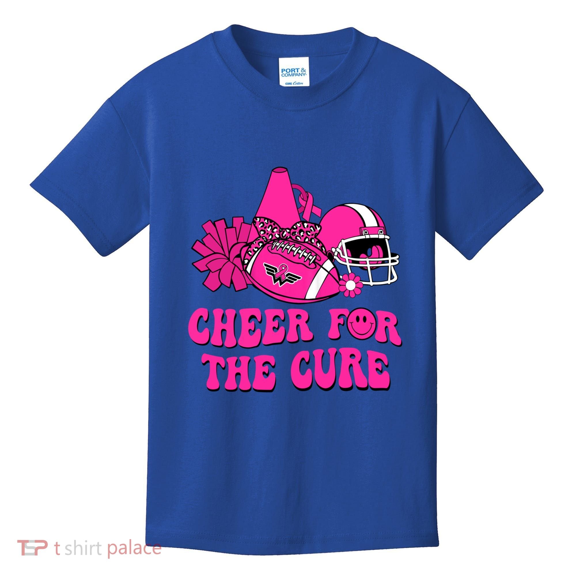 Groovy Cheer For The Cure Football Breast Cancer Support Gift Kids T-Shirt