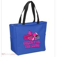 Groovy Cheer For The Cure Football Breast Cancer Support Gift Tote Bag thumb 2