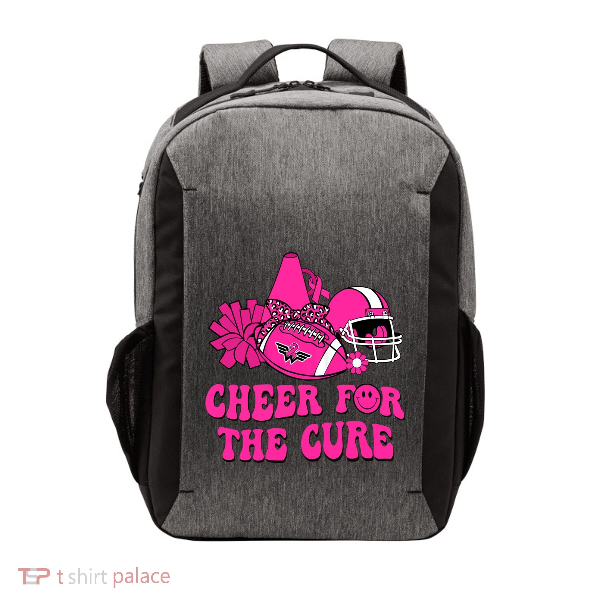 Groovy Cheer For The Cure Football Breast Cancer Support Gift Vector Backpack