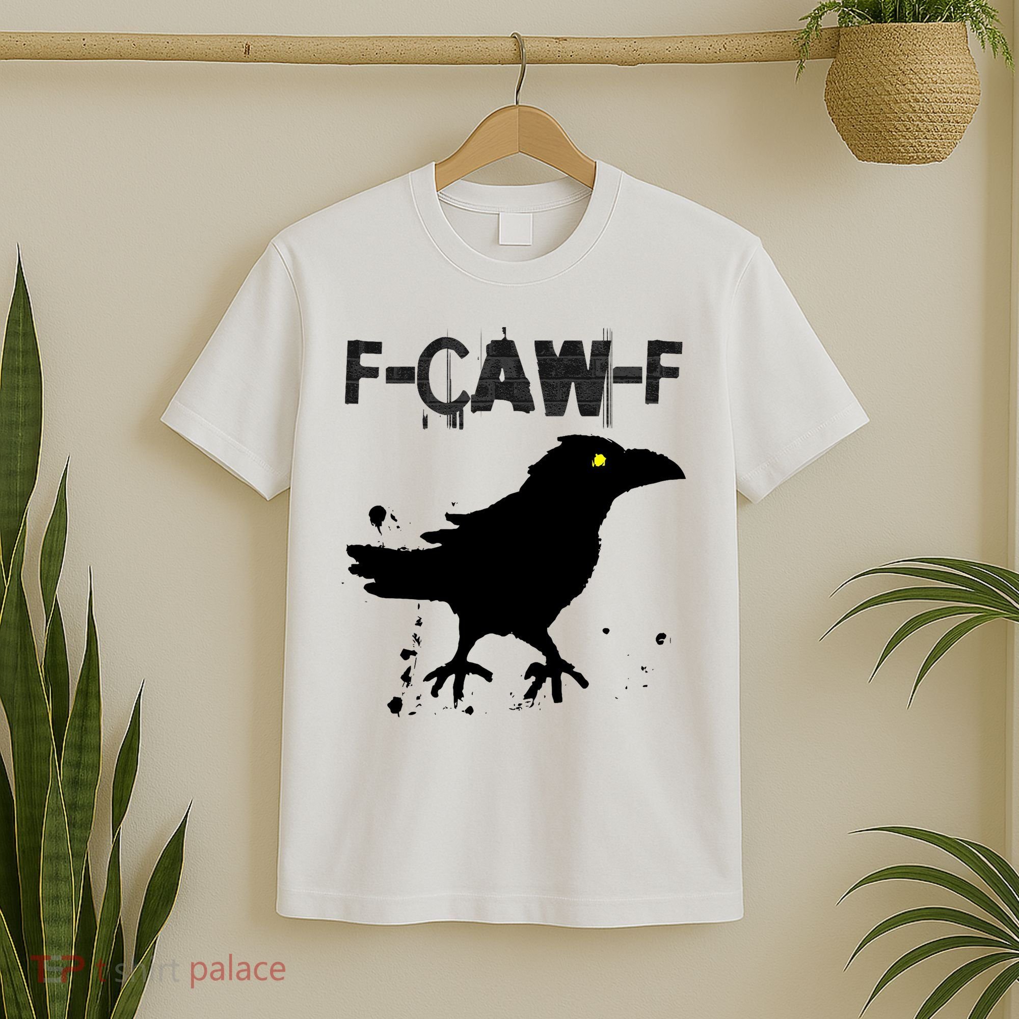  Grunge Coffee F-CAW-F Crow Adult Humor Graphic  T-Shirt