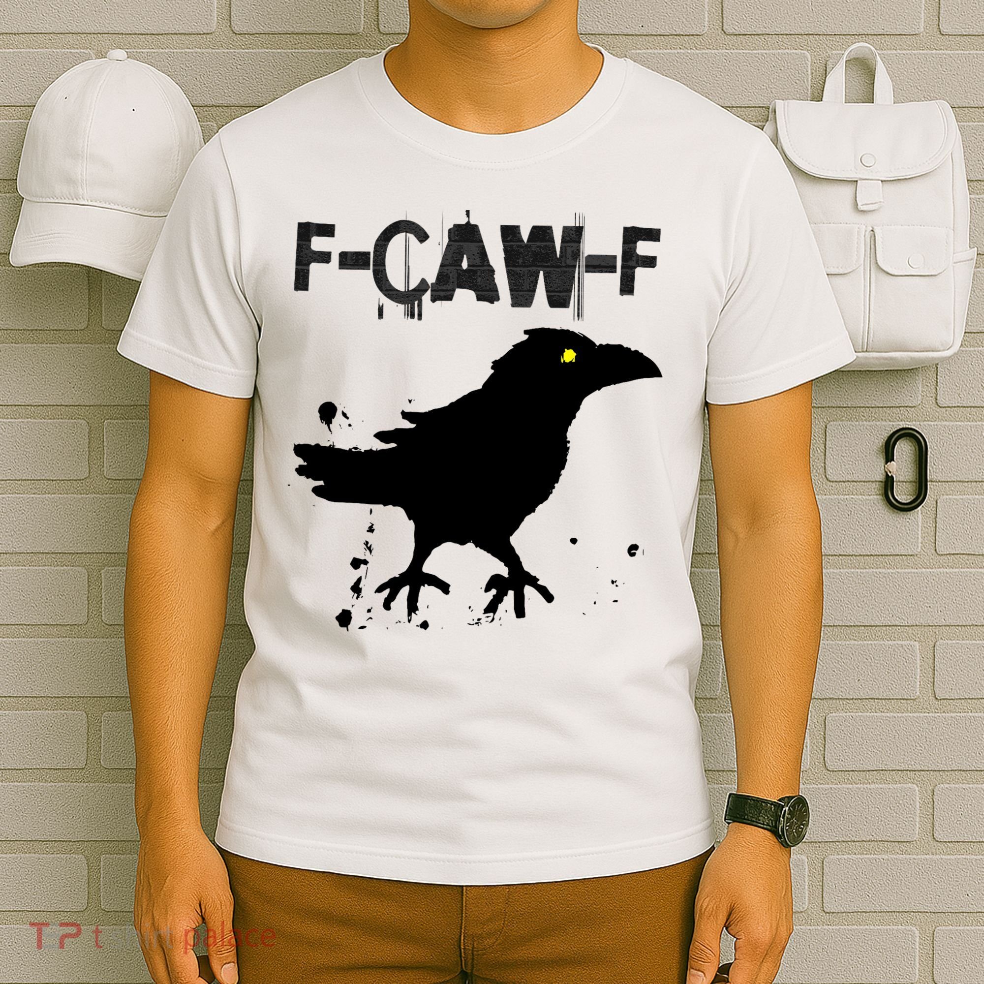  Grunge Coffee F-CAW-F Crow Adult Humor Graphic  T-Shirt
