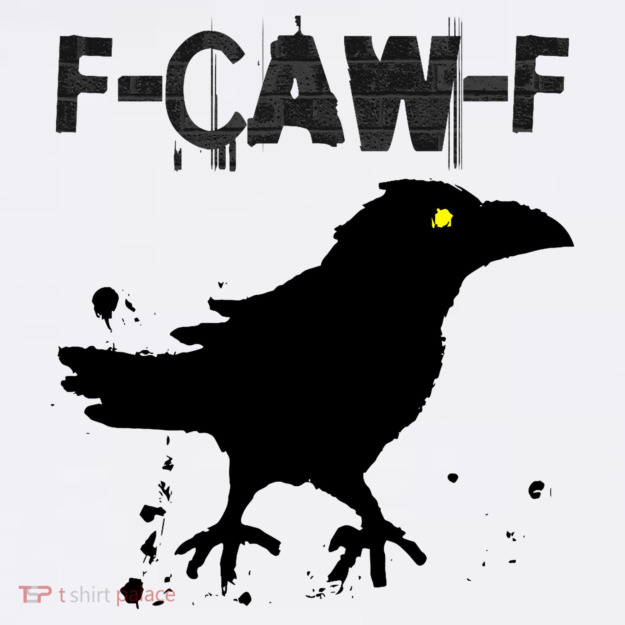  Grunge Coffee F-CAW-F Crow Adult Humor Graphic  T-Shirt