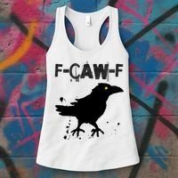  Grunge Coffee F-CAW-F Crow Adult Humor Graphic  Women's Tank Top thumb 3