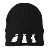 Ghost Cats Funny Halloween Beanie thumb 0
