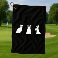 Ghost Cats Funny Halloween Golf Towel thumb 1