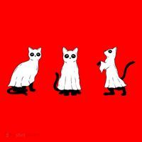 Ghost Cats Funny Halloween Santa Hat thumb 1