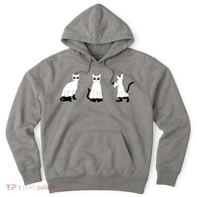Ghost Cats Funny Halloween Hoodie