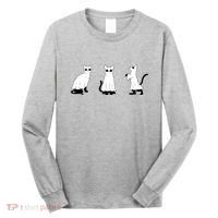 Ghost Cats Funny Halloween Long Sleeve Shirt thumb 0