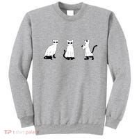 Ghost Cats Funny Halloween Sweatshirt thumb 0