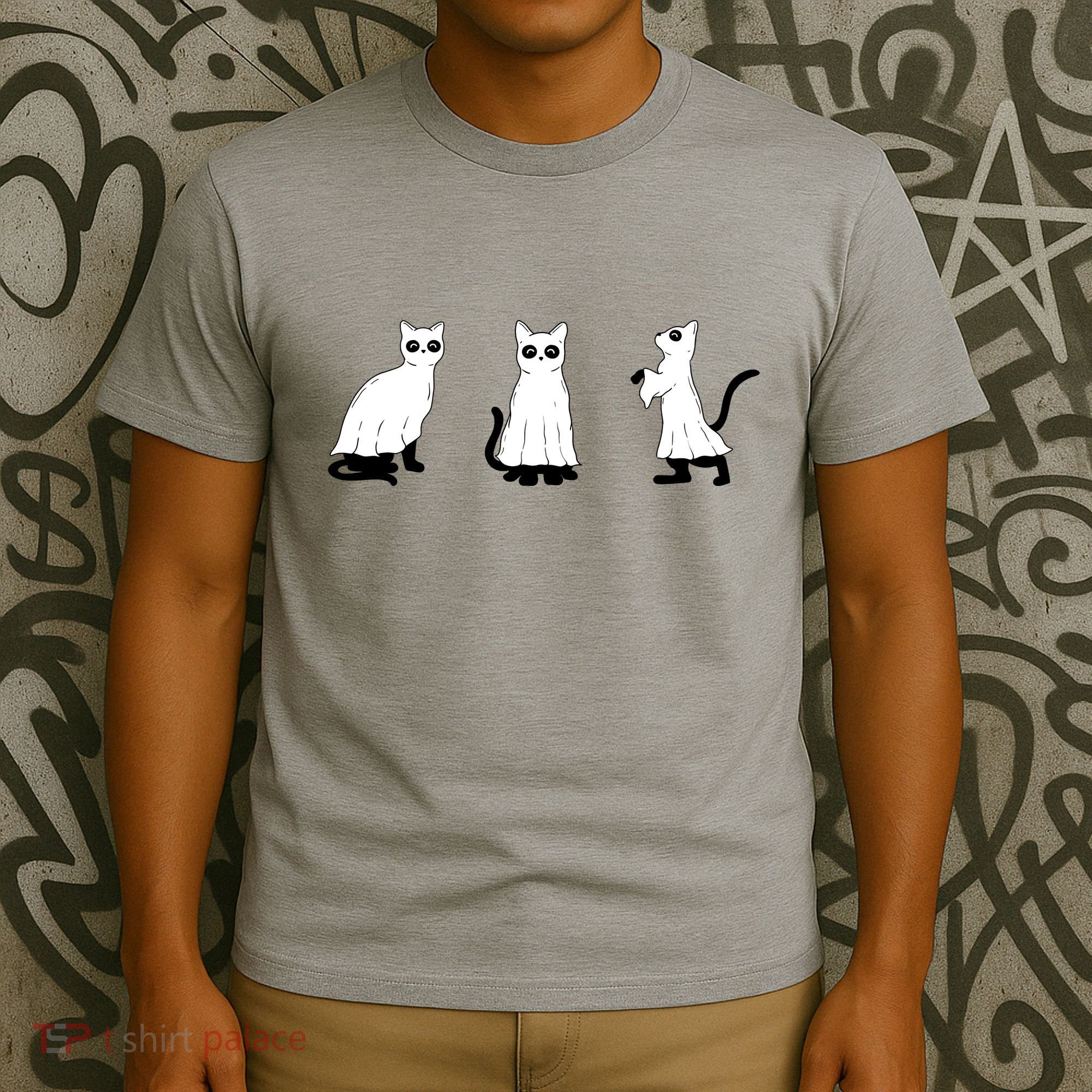 Ghost Cats Funny Halloween T-Shirt
