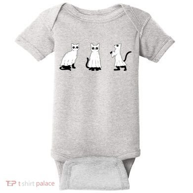 Ghost Cats Funny Halloween Baby Bodysuit