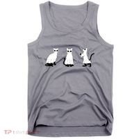Ghost Cats Funny Halloween Tank Top thumb 0