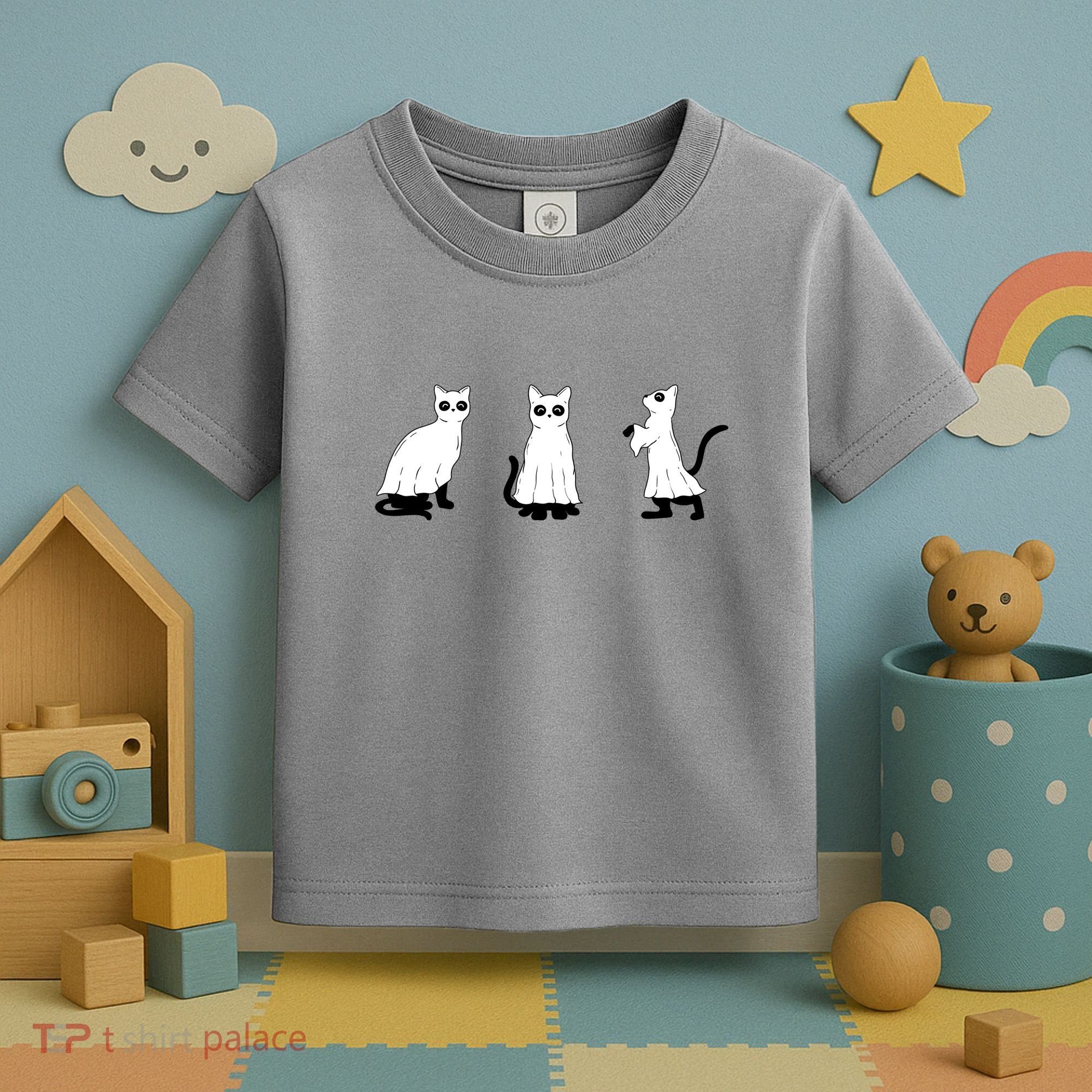 Ghost Cats Funny Halloween Toddler T-Shirt