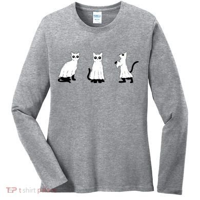 Ghost Cats Funny Halloween Women's Long Sleeve Shirt