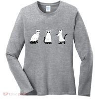 Ghost Cats Funny Halloween Women's Long Sleeve Shirt thumb 0
