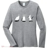 Ghost Cats Funny Halloween Women's Long Sleeve Shirt thumb 0