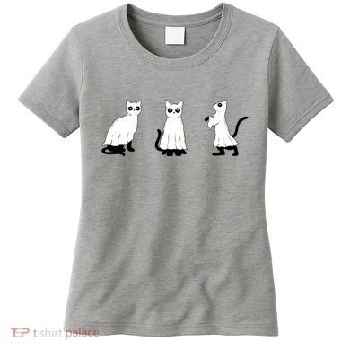 Ghost Cats Funny Halloween Women's T-Shirt