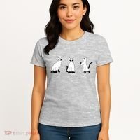 Ghost Cats Funny Halloween Women's T-Shirt thumb 4