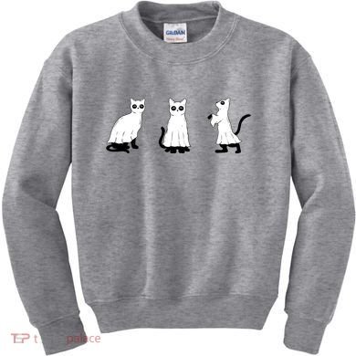 Ghost Cats Funny Halloween Kids Sweatshirt